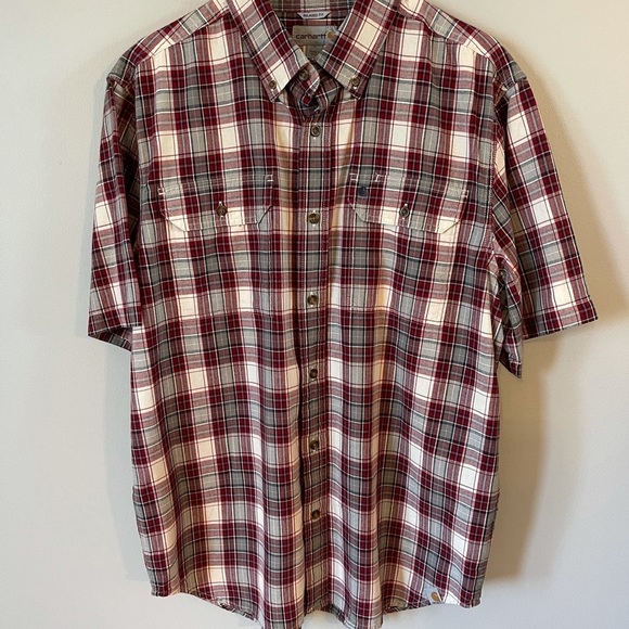 Carhartt relaxed fit size large plaid shirt sleeve button down 100% cotton - Picture 14 of 14